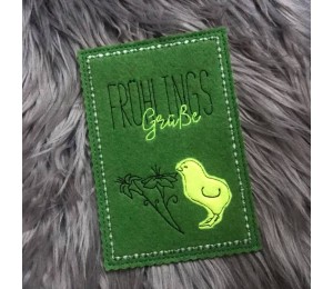 Stickdatei - Postkarte ITH Ostern "Frühlingsgrüße" Küken